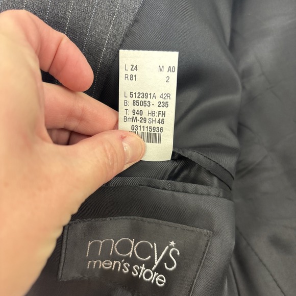 Lauren Ralph Lauren Wool Gray Pinstripe Men's Blazer Suit Coat Size 42R 3 Button - Picture 14 of 14